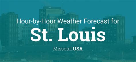 St. louis hourly weather - Hour-by-Hour Forecast for St. Louis, Missouri, USA Weather Today Weather Hourly 14 Day Forecast Yesterday/Past Weather Climate (Averages) Currently: 39 °F. Passing clouds. (Weather station: Lambert …